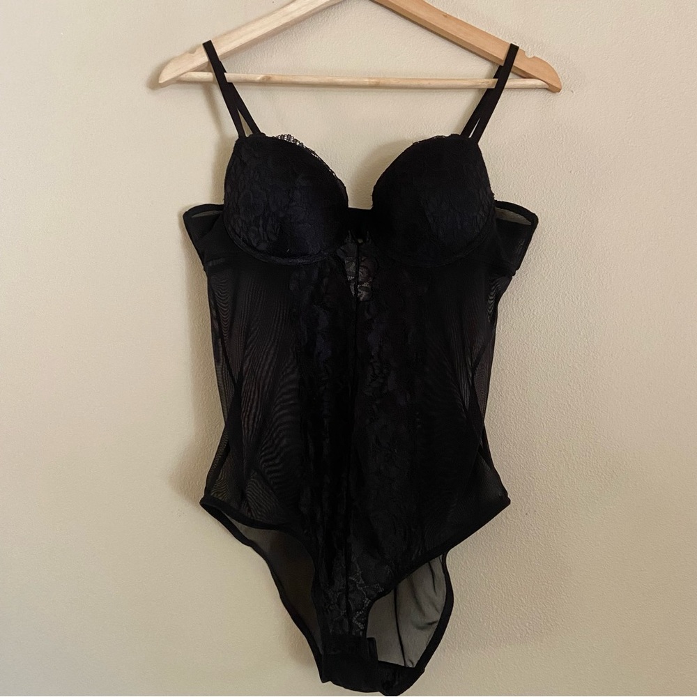 Lacy Black Bodysuit Teddy Mesh Lingerie